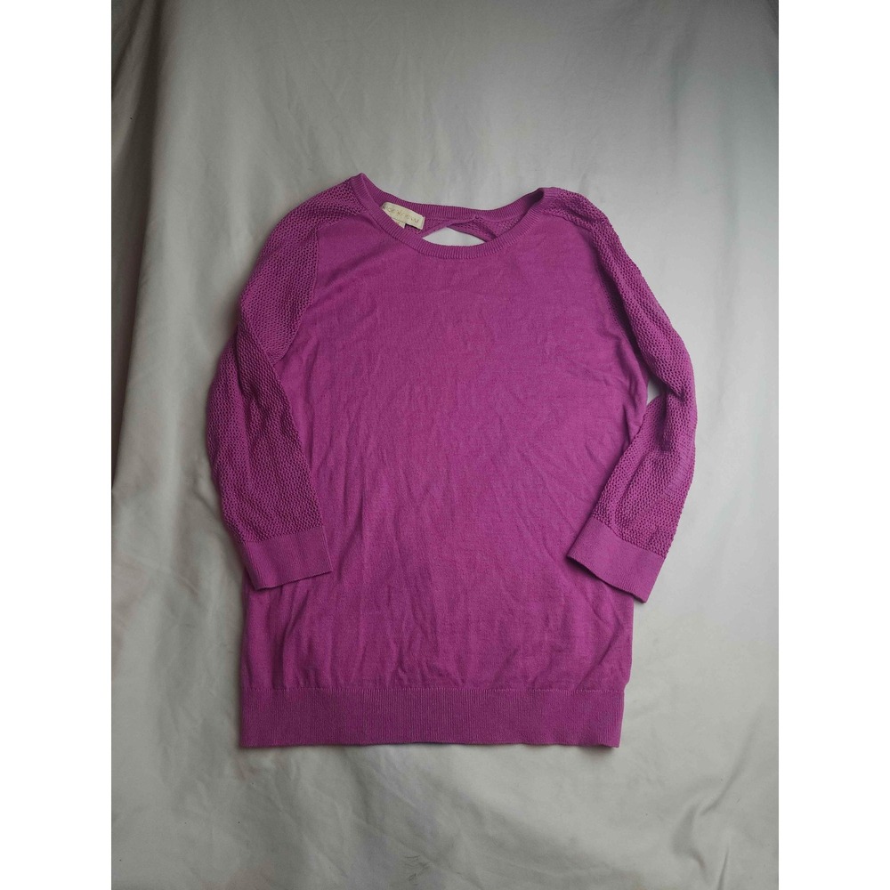 Nicki Minaj Magenta Purple‎ Open Back Mesh Sleeve Cotton Sweater Womens Medium
